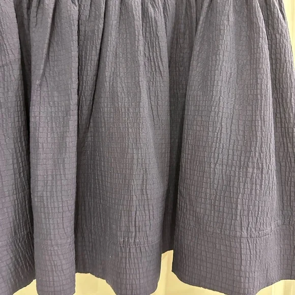 Anthropologie dress XS navy blue square neck seersucker Sleeveless Button-Down - Picture 5 of 16